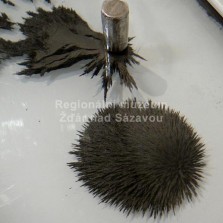 Železný prach v magnetické tabulce a magnet. Foto: Kamila Dvořáková