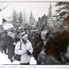Zaměstnanci podniku ŽĎAS - generální stávka 27. 11. 1989. Foto: Jaroslav Šindelka