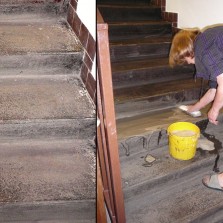 Očista sešlapaných betonových schodů. Foto: Kamila Dvořáková