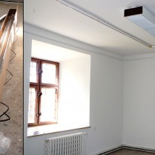 Závěsný systém v krabici a na zdi. Foto: Kamila Dvořáková