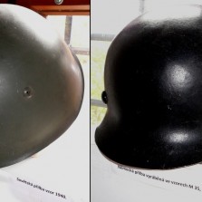 Sovětská a německá helma. Foto: Kamila Dvořáková