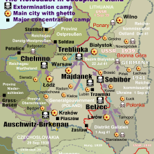 Hlavní koncentrační a vyhlazovací tábory na území Polska (Wikipedie, volný zdroj)