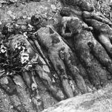 Vykopané tělesné ostatky vězňů v Lublinu, srpen 1944 (zdroj: AIPN)