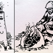 Tavení bronzu (vpravo) a šachtová pec z doby laténské (ilustrace - K. Dvořáková)