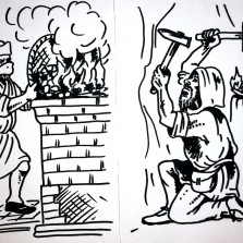 Ilustrace k panelům - hutník a horník (Kamila Dvořáková)