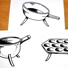 Ilustrace k panelům - výrobky z litiny (Kamila Dvořáková)