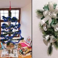 Vánoční stromeček s dárky a plastová výzdoba. Foto: Kamila Dvořáková