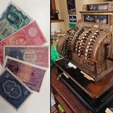Pokladna a prvorepublikové bankovky. Foto: Kamila Dvořáková